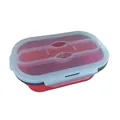 Portapranzo pieghevole in silicone rosso con forchetta integrata - Scatola per pranzo / Rosso