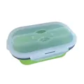 Contenitore per pranzo pieghevole in silicone verde con vano per posate nel coperchio - Scatola per pranzo / Verde