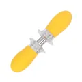 Yellow stainless steel corn holder with heat-resistant TPE handle for BBQ grilling - Stainless Steel Corn Fork (134) / 2 Pcs/Set / Yellow