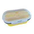 Porta pranzo bento pieghevole in silicone giallo con forchetta sul coperchio - Scatola per pranzo / Giallo