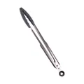 Professional 12-inch stainless steel food tongs with black silicone tips for cooking - Extra Long Style / Black