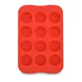 Professional red 12-cavity food-grade flexible silicone mold for DIY chocolate and ice cubes - Round / 12 Holes / Red