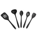 Premium 5-piece non-stick black silicone kitchen utensil set for cooking and baking tasks - Five-Piece Set / Black