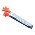Mini stainless steel food tongs with orange silicone hand-shaped tips - Orange