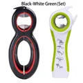2-piece kitchen opener set including black jar opener and white-green 5-in-1 tool - Set / Black/White Green