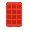 Flexible red 12-cavity square food-grade silicone ice cube tray and chocolate mold - Square / 12 Holes / Red