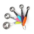 5-piece stainless steel measuring spoon set with colorful silicone grips for baking - Colorful 5 Piece Measuring Spoons (Bagged) / Colorful