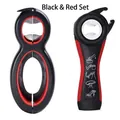 Black and red opener set with 5-in-1 bottle opener and 8-shaped non-slip jar opener - Set / Black/Red
