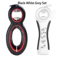 Black and white grey bottle opener set with 5-in-1 and 8-shaped jar openers - Set / Black/White Gray