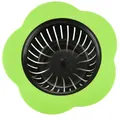 Vibrant bright green flower-shaped TPR sink strainer with black drainage basket filter - Green