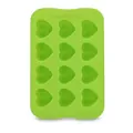 Heart-shaped green silicone ice tray and chocolate mold with 12 cavities for DIY - Heart / 12 Holes / Green