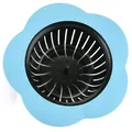 Light blue plum blossom-shaped TPR sink strainer filter and durable kitchen drain plug - Blue Gold