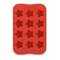 Red 12-cavity star-shaped flexible silicone mold for ice cubes and mini chocolates - Star / 12 Holes / Red