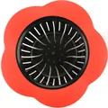 Durable red flower-shaped TPR kitchen sink strainer and anti-clogging drain filter plug - Red