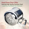 Professionelles großes Mehlsieb aus Edelstahl mit Handpressung und zweilagigem Maschenfilter - Manuelle Handpress-Mehlsieb-Tasse (020432) / L