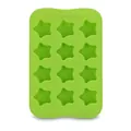 Durable green silicone tray with 12 star-shaped molds for ice cubes and chocolate - Star / 12 Holes / Green