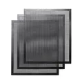 Set of black non-stick fiberglass BBQ grill mesh mats for outdoor reusable grilling use - 3 Pieces Pack (Edged) / Black