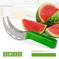 Ergonomic stainless steel watermelon slicer with non-slip green handle for fruit - Stainless Steel Plastic Coated Green Style
