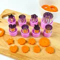 Stainless steel vegetable cutter set with pink PP hand guards for creative food shapes - 8-piece Set / Purple