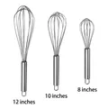Durable set of 3 stainless steel whisks in 8, 10, and 12 inch sizes for kitchen - Three-Piece Set / Three-Piece Set