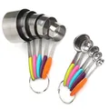 10-piece stainless steel measuring cups and spoons set with colorful silicone handles - 10 Piece Multicolor Handle Set