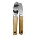 Stainless steel garlic press with natural wood handles for easy kitchen use - Garlic Press