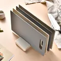 Set of 4 grey and beige PP plastic cutting boards with a storage base for kitchen use - Classified Cutting Board with Base / 4-Piece Boxed Set