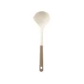 Elegant cream and brown heat-resistant silicone soup ladle with integrated pour spout - Soup Spoon