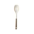 Two-tone beige and brown silicone slotted spoon with heat-resistant design for non-stick pans - Slotted Spoon