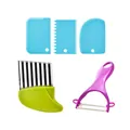 Kids kitchen tools set with plastic scrapers, wavy slicer and peeler - 5-Piece Accessory Set PP Bag