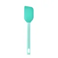 Turquoise silicone baking spatula with ergonomic handle for cream and cake decorating tasks - Blue