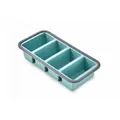 Food-grade silicone 4-compartment freezer tray for soup prep with 1 cup markings - 4 Compartments / No Lid / Blue