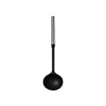 Durable black silicone soup ladle with ergonomic stainless steel handle for non-stick cookware - Soup Spoon