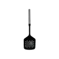 Durable black silicone slotted turner with sleek stainless steel handle for non-stick pans - Slotted Spoon