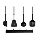 5-piece magnetic silicone kitchen utensil set with durable stainless steel handles - Set B (Brown Box)