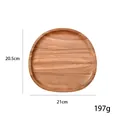 Japanese style round acacia wood tray fruit plate measuring 21x20.5cm weighing 197g - Style C (Irregular Round)