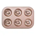 Champagne gold 6-cup non-stick spiral bundt cake baking pan for home oven use - Spiral (271g) / 6 Cavities