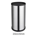 Cylindrical stainless steel knife block with black top insert, dimensions 232x115mm - Round