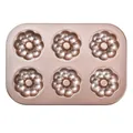 Premium champagne gold 6-cavity non-stick donut and cake baking pan for home kitchen - Flower (282g) / 6 Cavities