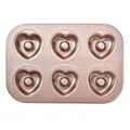 6-cup champagne gold heart-shaped non-stick doughnut baking mold for home kitchen baking - Heart (290g) / 6 Cavities