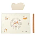 Silicone kneading mat set featuring cartoon orange cat design and wooden rolling pin - 86*61cm Pastry Mat 3-Piece Set