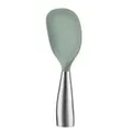 Premium non-stick green silicone rice paddle spoon with polished stainless steel handle - Rice Spoon / Lake Green