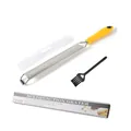 Râpe à fromage 40cm en acier inoxydable avec manche jaune, étui et brosse - Boîte de Couleur / Jaune