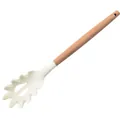 White silicone pasta server spoon with natural wooden handle kitchen utensil SKU - Pasta Server