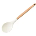 High-quality white silicone cooking spoon with ergonomic natural wood handle kitchenware - Small Spoon
