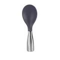 Standing silicone rice spoon with a modern stainless steel handle in dark grey finish - Gray