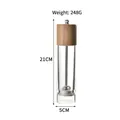 Oak wood lid transparent acrylic pepper mill grinder, 21cm x 5cm size specification - Large (21CM)