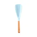 Light blue silicone spatula with natural wooden handle for non-stick cooking - Square Spatula