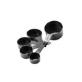 Black plastic baking measuring cup set with engraved milliliter and cup markings - 5-Piece Measuring Cups Set / Black