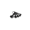 Set of five black plastic measuring spoons with capacity markings for home baking - 5-Piece Measuring Spoons Set / Black